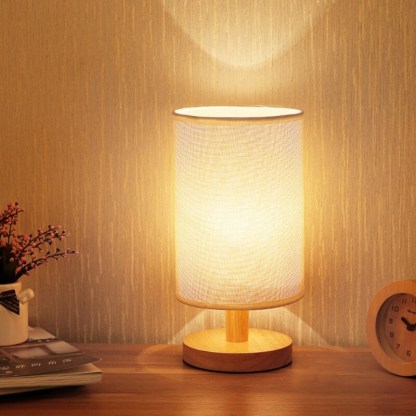 LED Fabric Wood Table Lamp