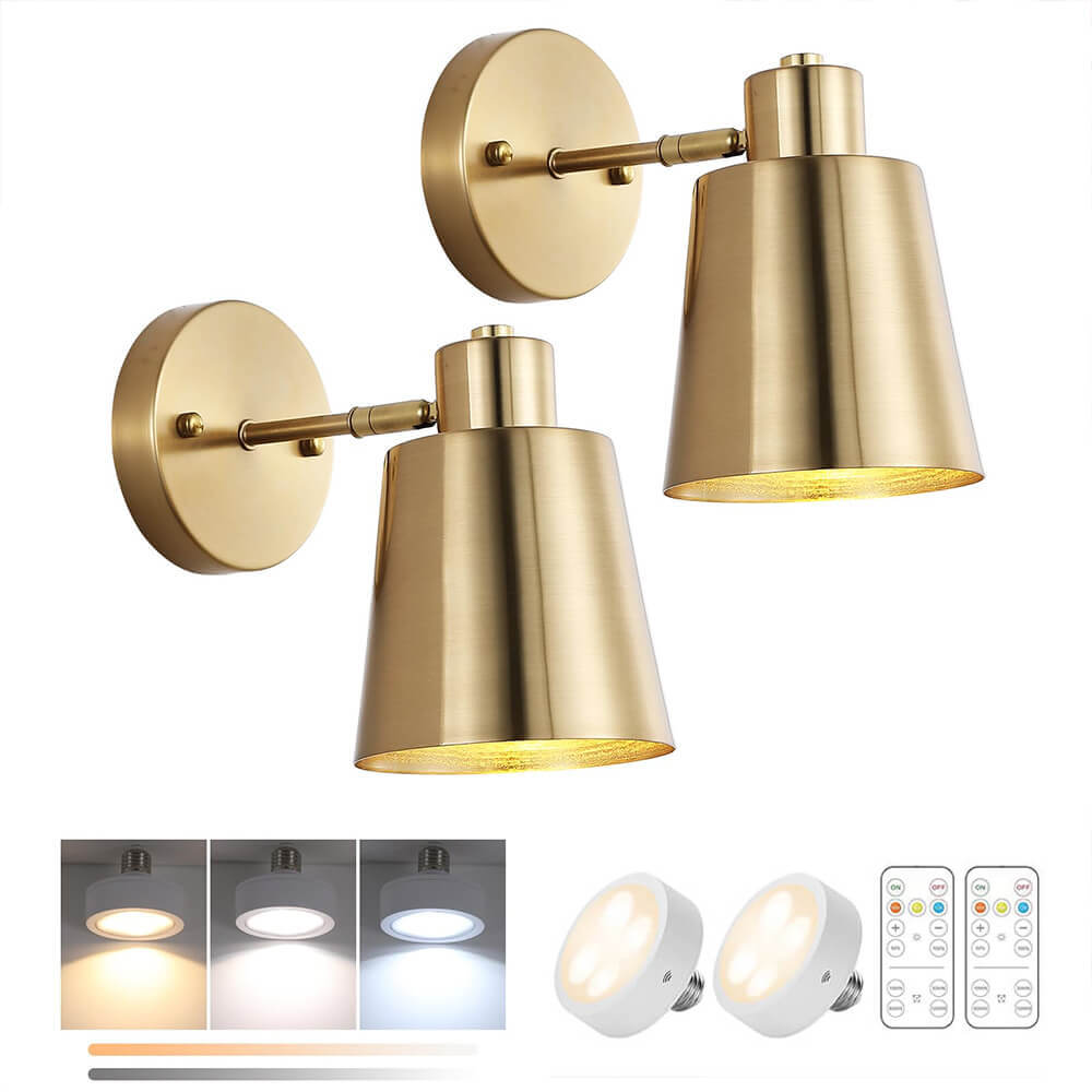 Gold Modern Wireless Wall Light(2 Packs)