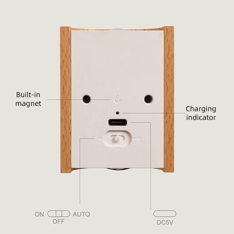 Magnetic Induction Wood Wall Light