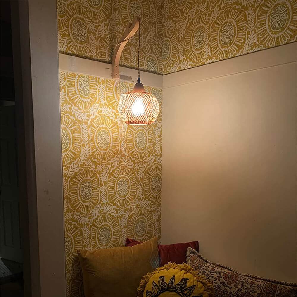Wireless Bamboo Rattan Wall Light(2 Packs)
