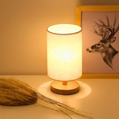 LED Fabric Wood Table Lamp