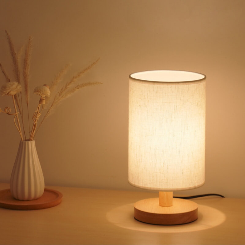 LED Fabric Wood Table Lamp