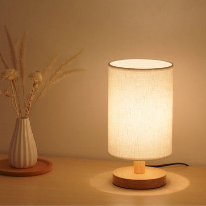 LED Fabric Wood Table Lamp