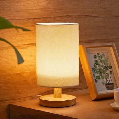 LED Fabric Wood Table Lamp