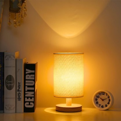 LED Fabric Wood Table Lamp