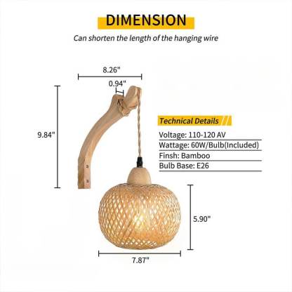 Wireless Bamboo Rattan Wall Light(2 Packs)