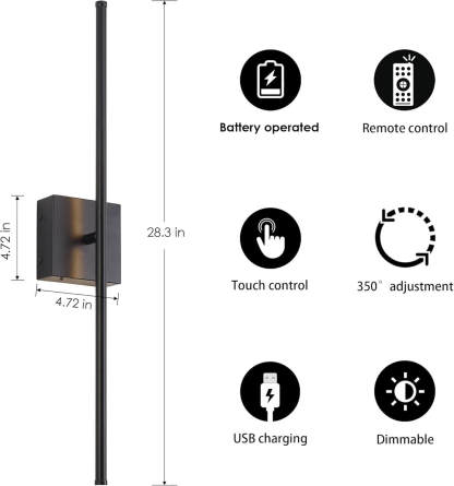 Wireless Minimalist LED Wall Sconce(2 Packs)