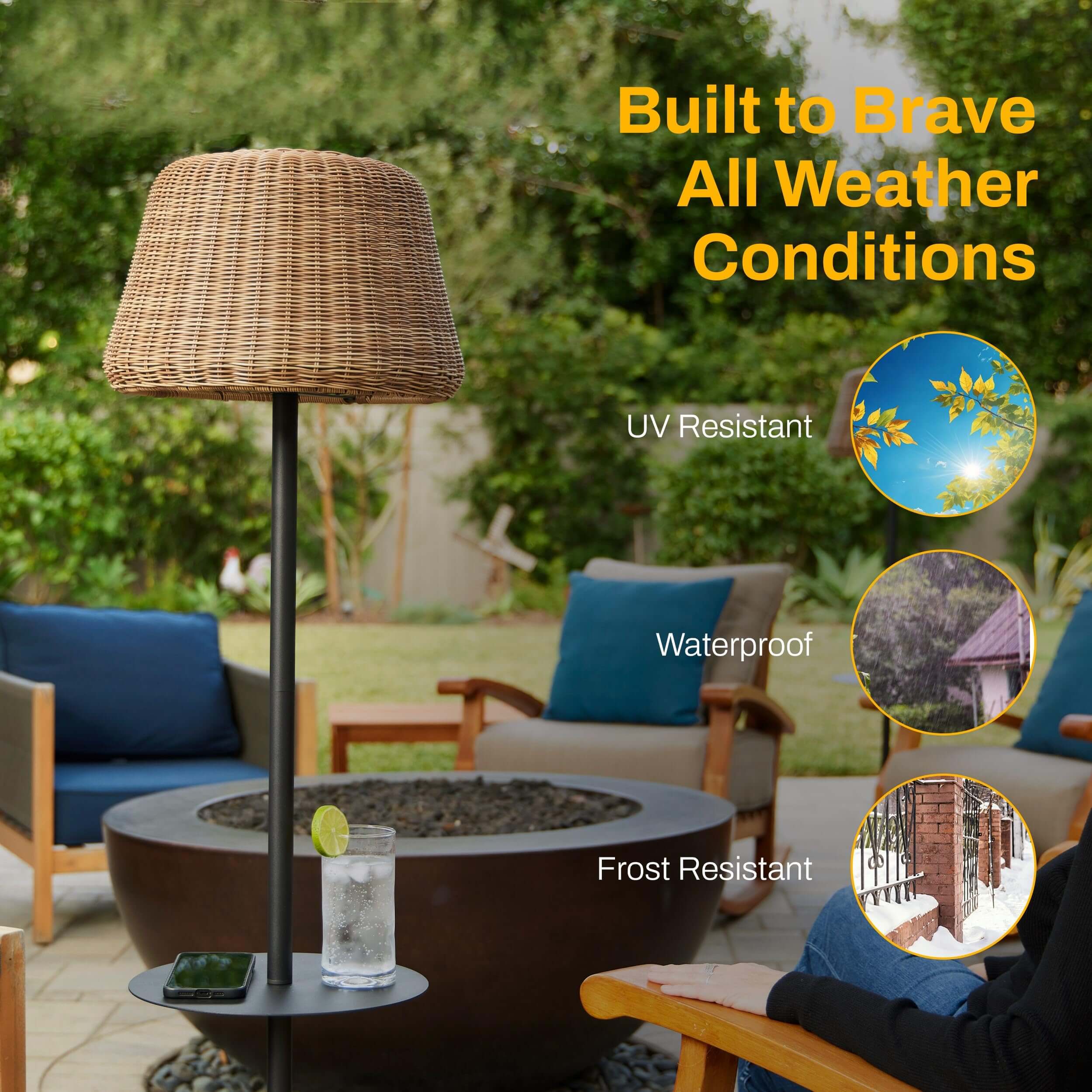 Solar Outdoor Floor Lamp with Table