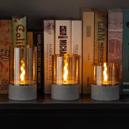Gold Glass LED Candles(3 PCS)