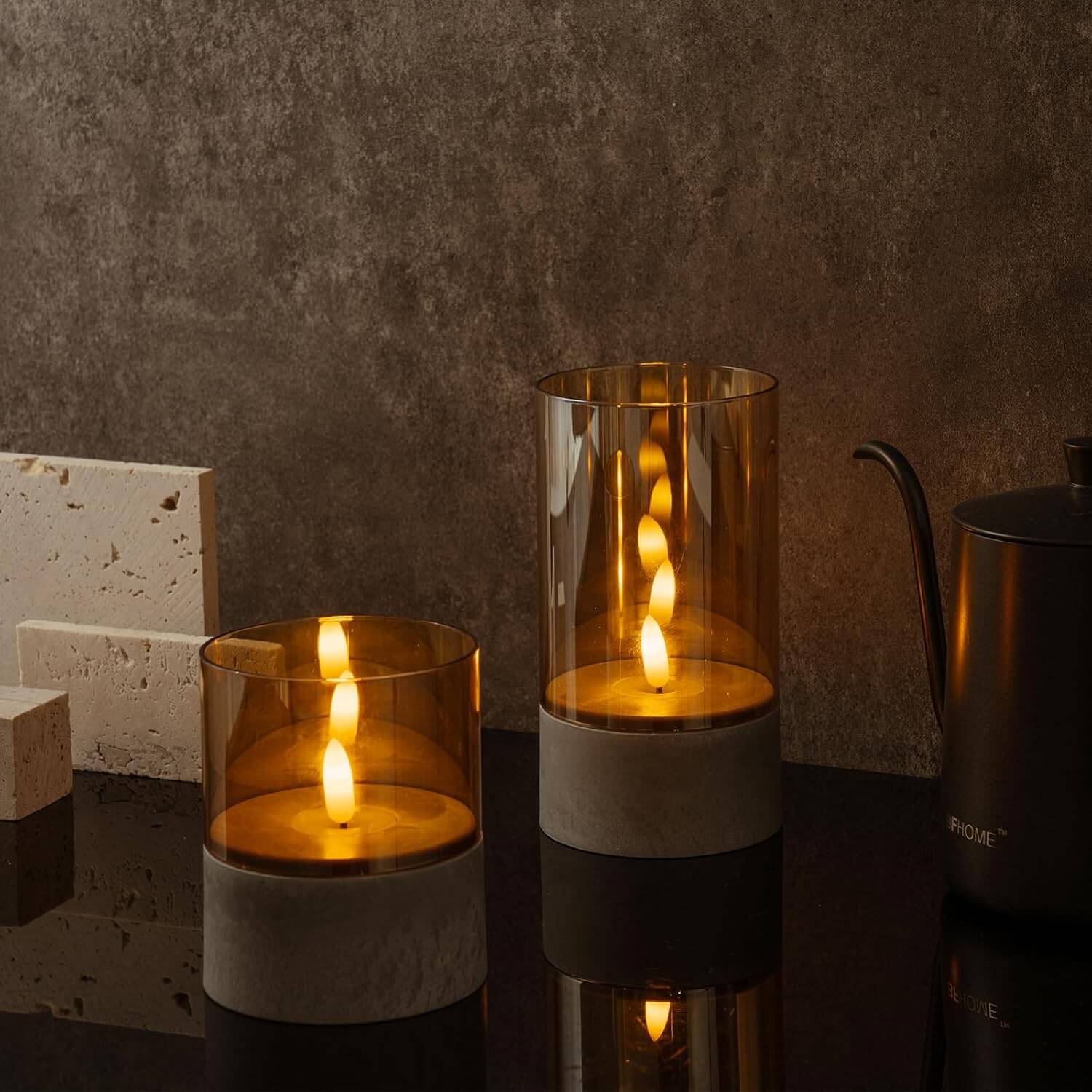 Gold Glass LED Candles(3 PCS)