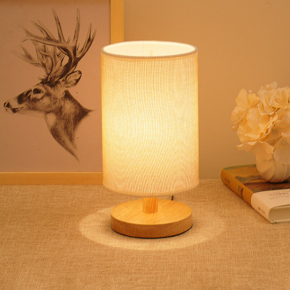 LED Fabric Wood Table Lamp