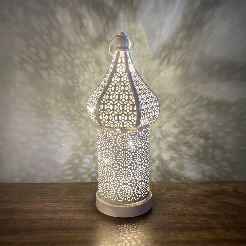 White Hollow Led Iron Wind Lamp