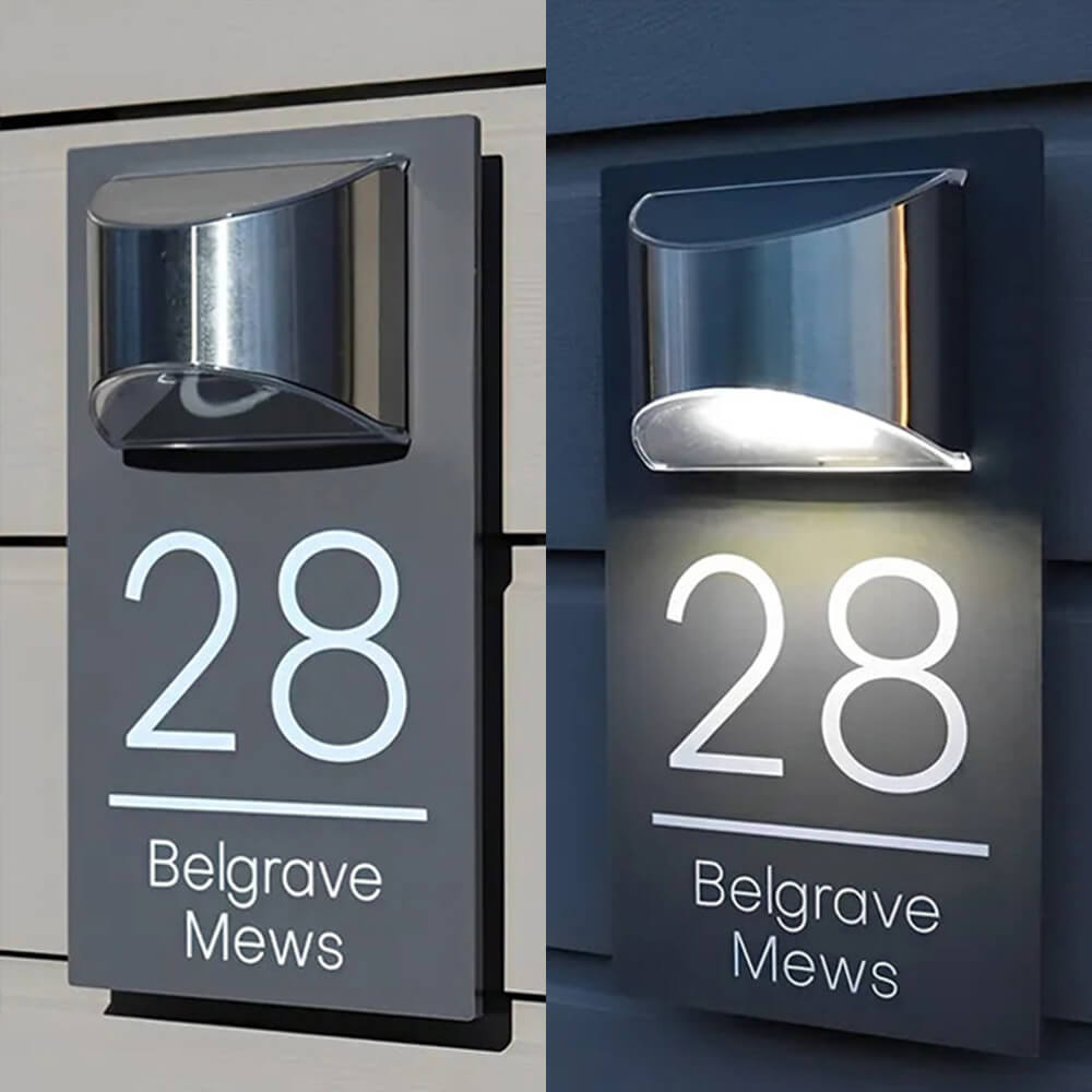 Personalized Solar Modern Door Plaque
