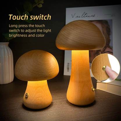LED Wooden Mushroom Light