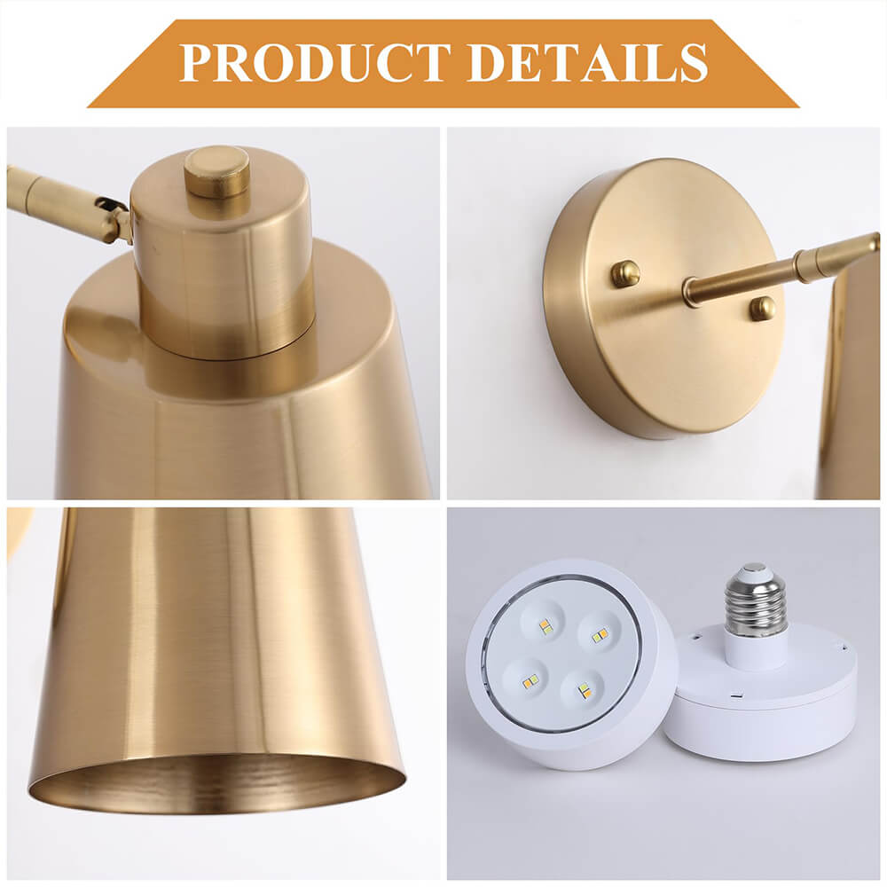 Gold Modern Wireless Wall Light(2 Packs)