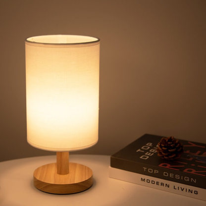 LED Fabric Wood Table Lamp