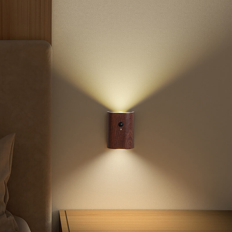 Magnetic Induction Wood Wall Light