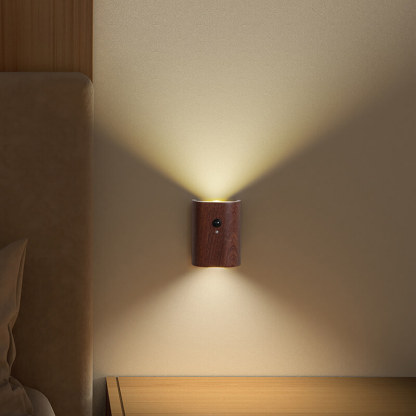 Magnetic Induction Wood Wall Light