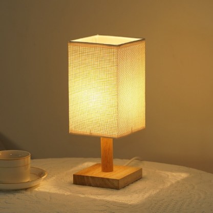 LED Fabric Wood Table Lamp