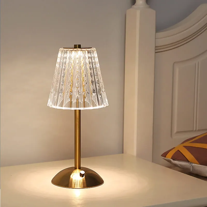 Crystal Metal Cordless Table Lamp