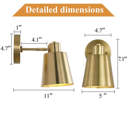 Gold Modern Wireless Wall Light(2 Packs)