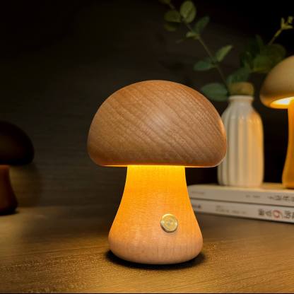 LED Wooden Mushroom Light