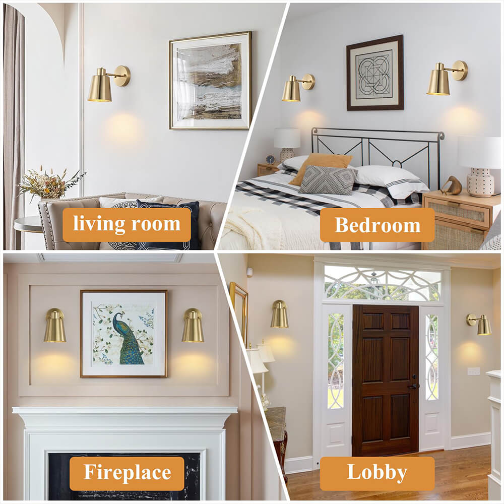 Gold Modern Wireless Wall Light(2 Packs)