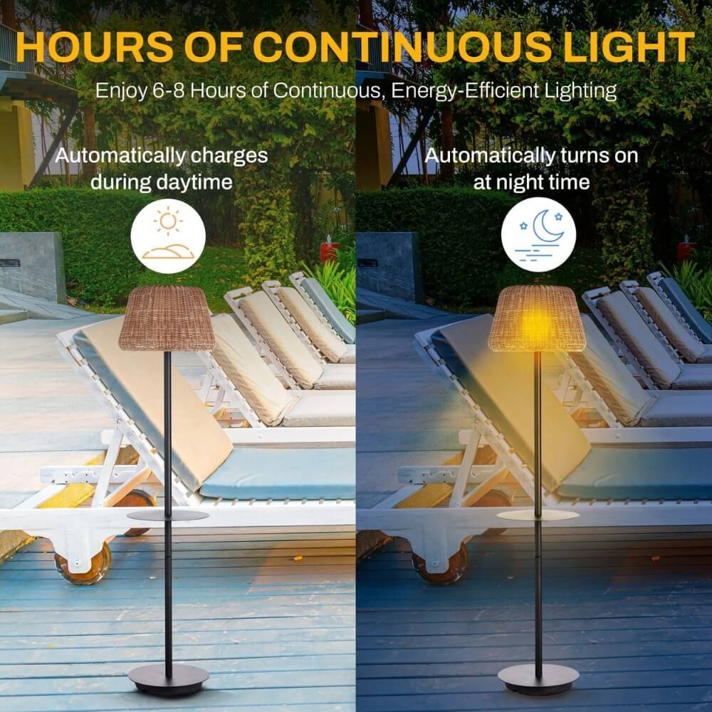 Solar Outdoor Floor Lamp with Table