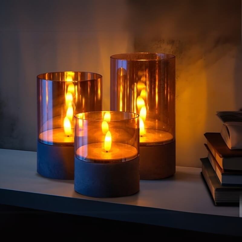 Gold Glass LED Candles(3 PCS)