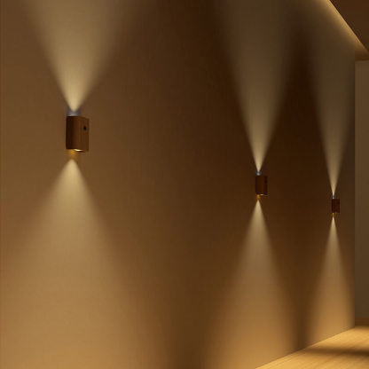 Magnetic Induction Wood Wall Light