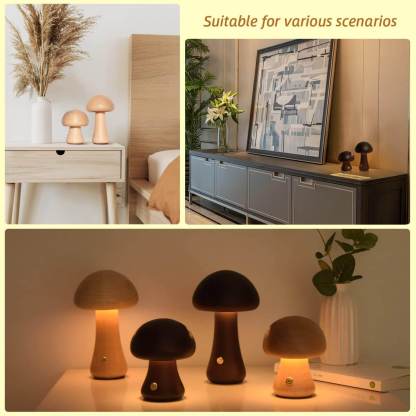 LED Wooden Mushroom Light