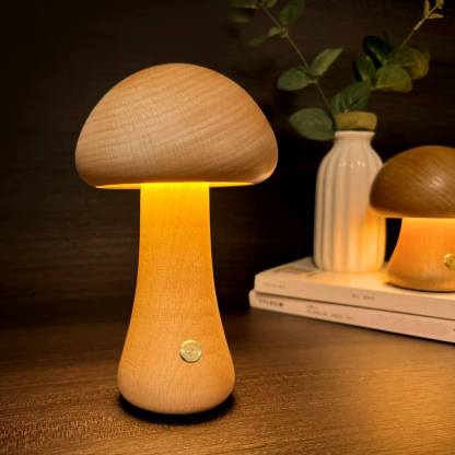 LED Wooden Mushroom Light