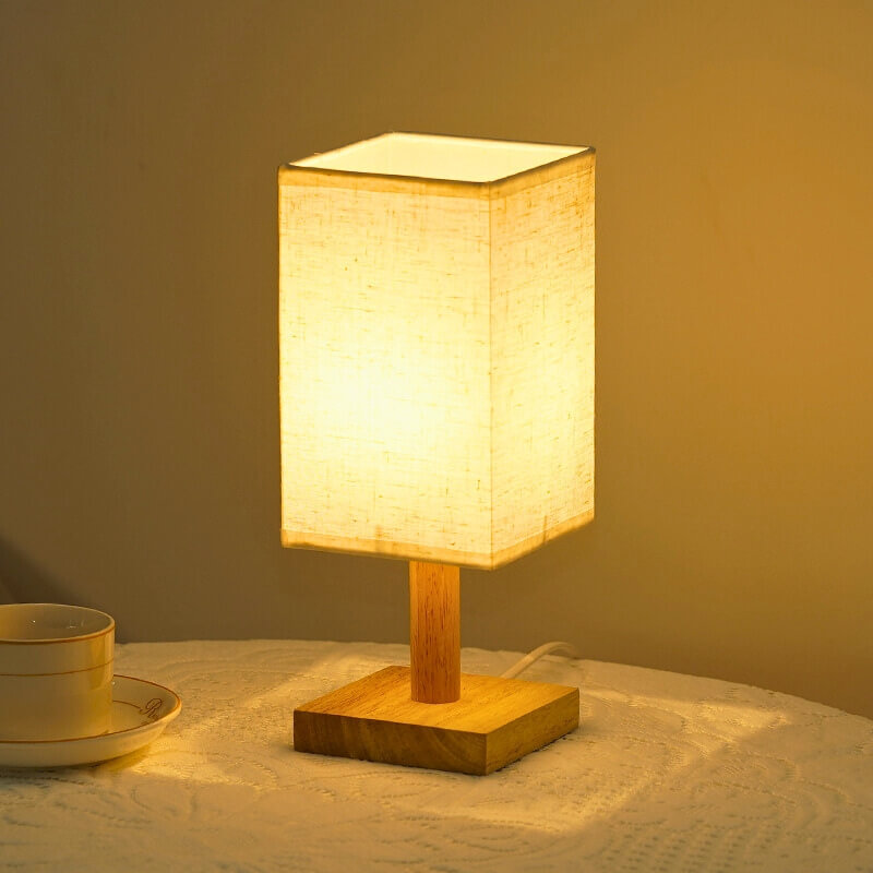 LED Fabric Wood Table Lamp
