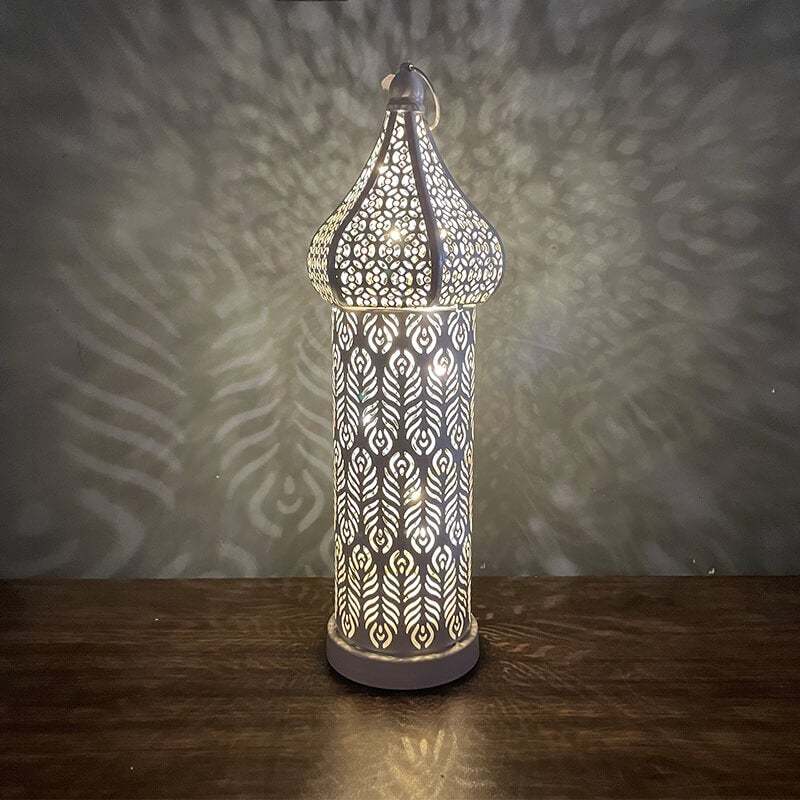 White Hollow Led Iron Wind Lamp