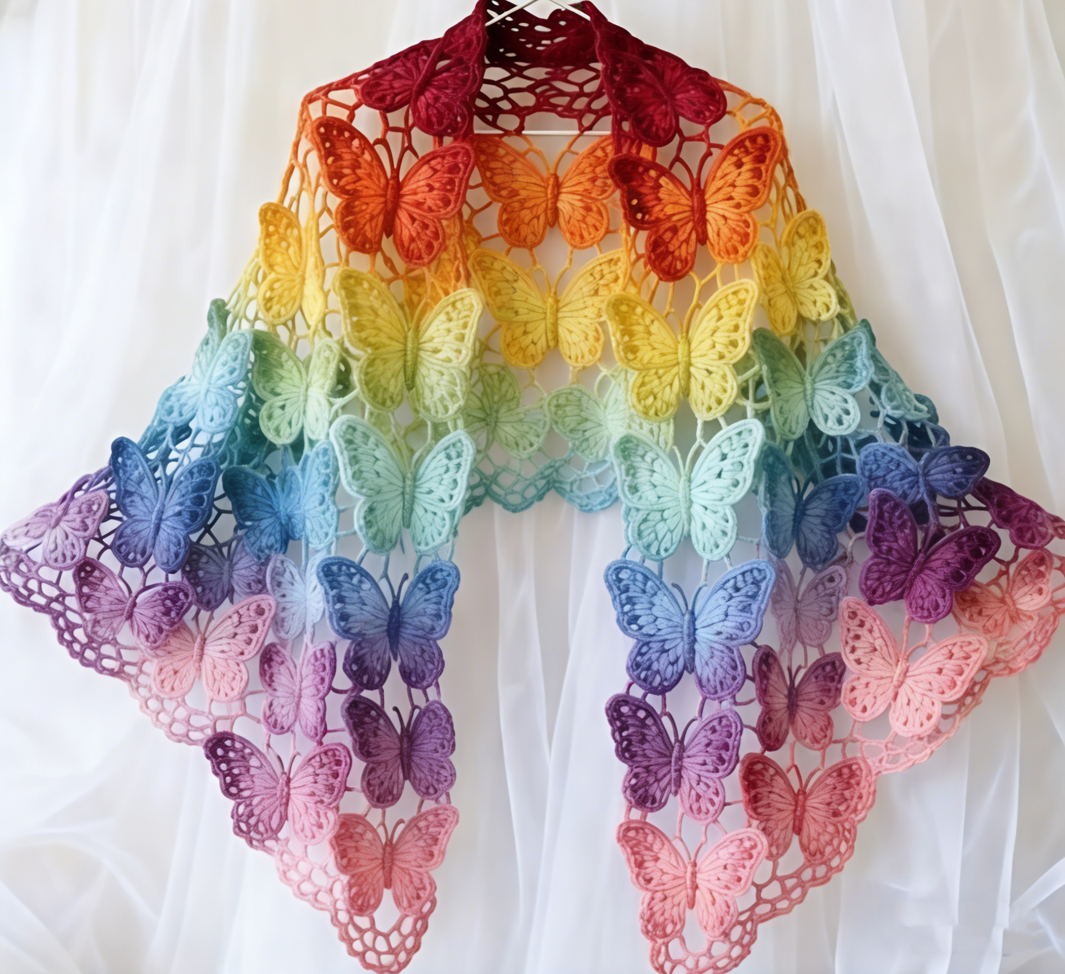 Hand-Crocheted Openwork Shawl