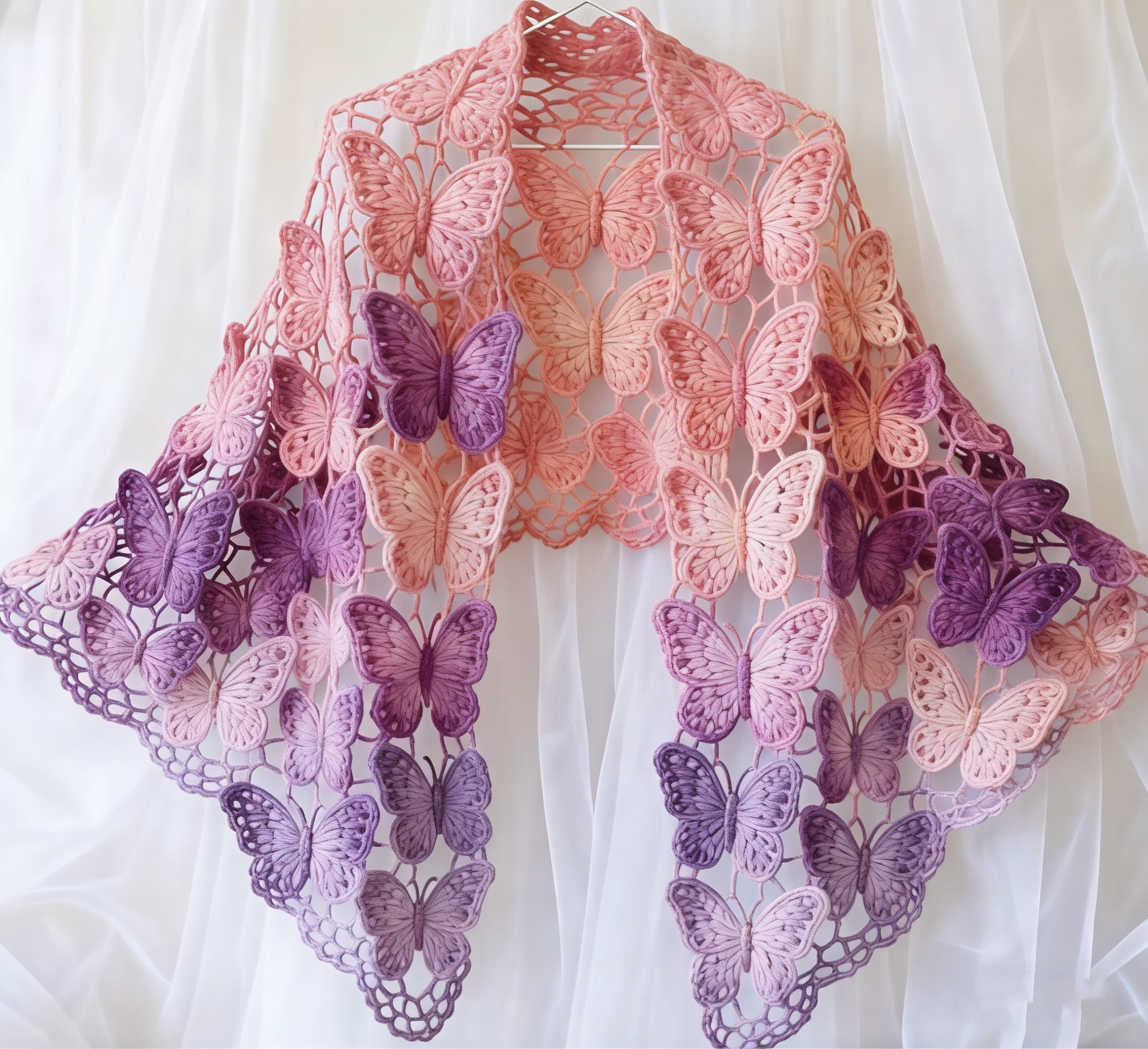 Hand-Crocheted Openwork Shawl