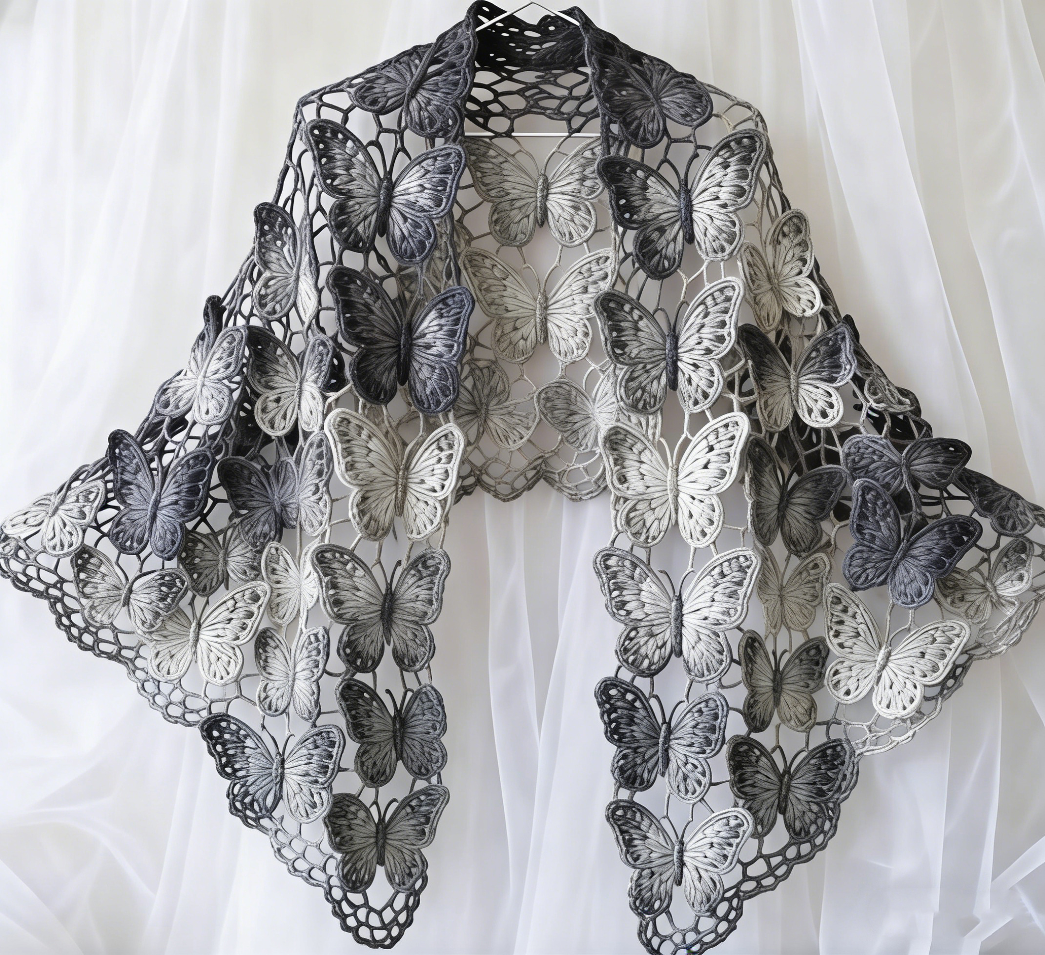 Hand-Crocheted Openwork Shawl