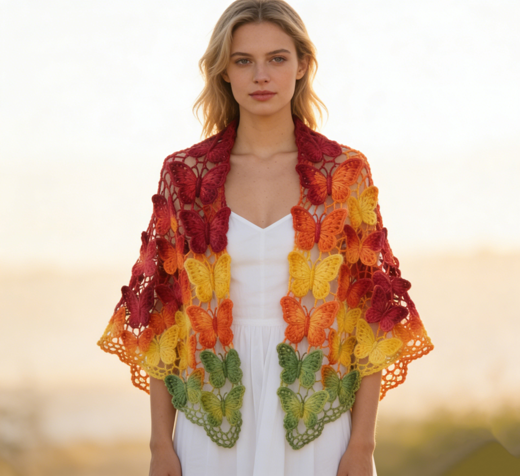 Hand-Crocheted Openwork Shawl