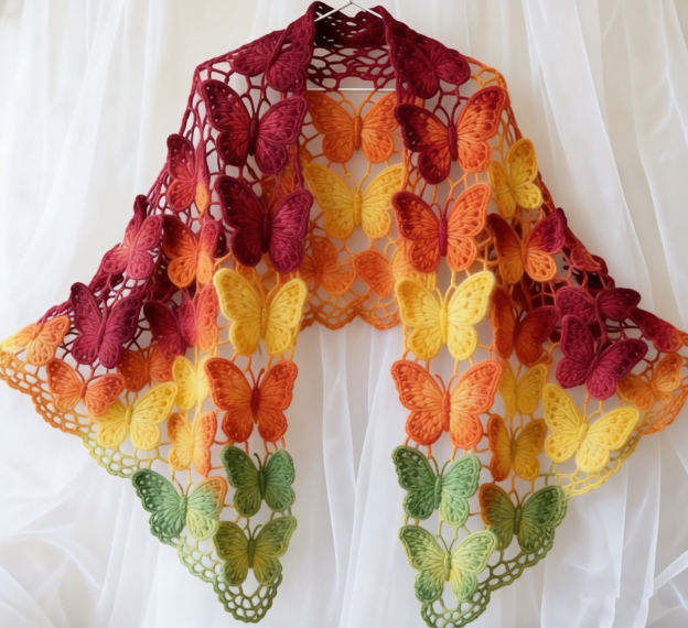 Hand-Crocheted Openwork Shawl