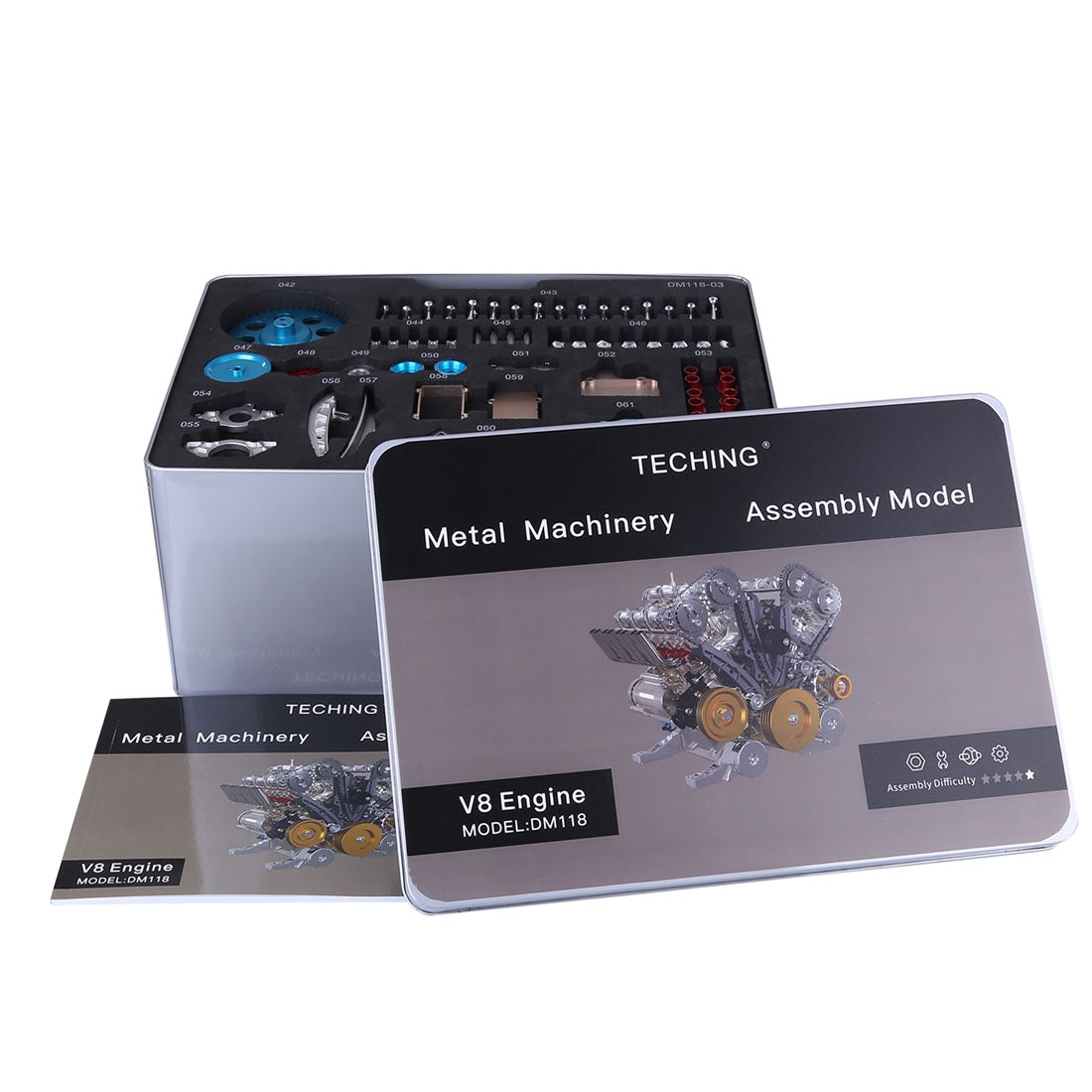 1:3 Full Metal V8 Car Engine Model Kit - DIY Mechanical Assembly Educational Toy with 500+ Pcs - Build Your Own Engine