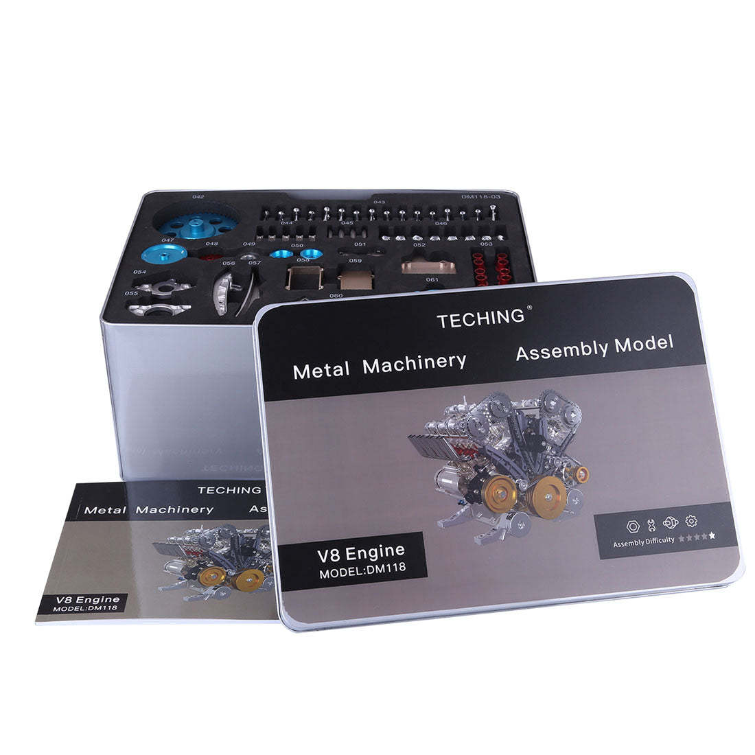 1:3 Full Metal V8 Car Engine Model Kit - DIY Mechanical Assembly Educational Toy with 500+ Pcs - Build Your Own Engine