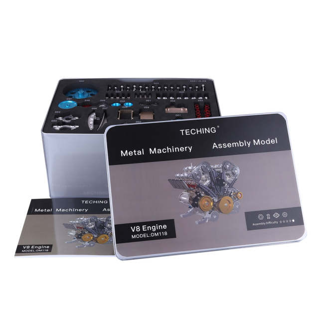 1:3 Full Metal V8 Car Engine Model Kit - DIY Mechanical Assembly Educational Toy with 500+ Pcs - Build Your Own Engine