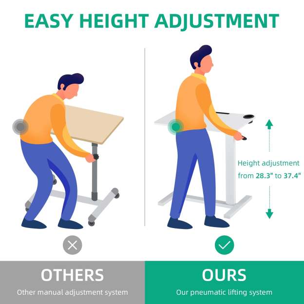 Folding Pneumatic Adjustable Height Standing Desk