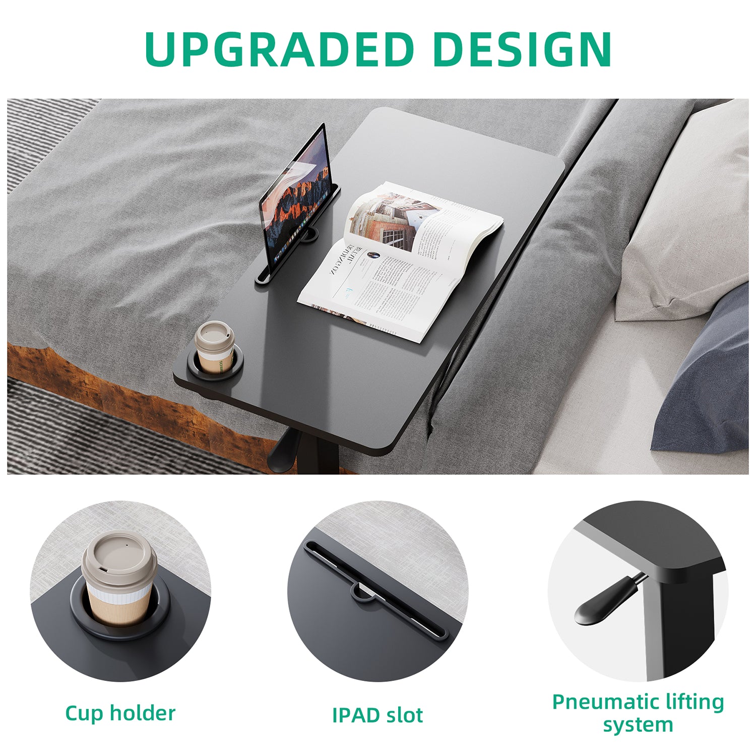 Folding Pneumatic Adjustable Height Standing Desk