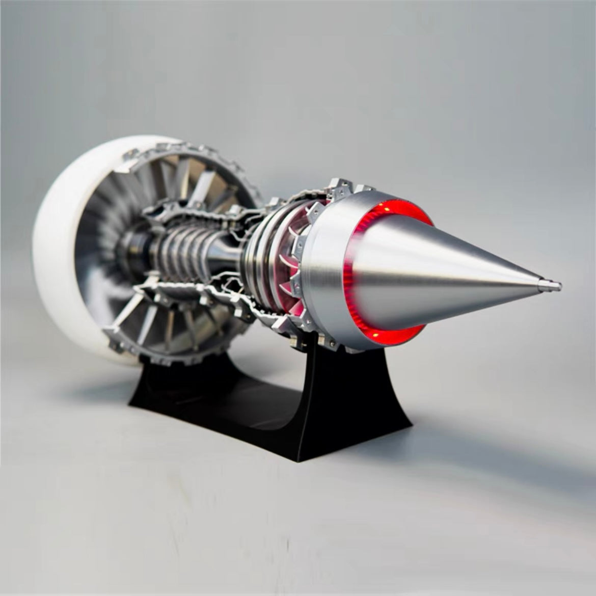 TR900 Large White-Cased Turbofan Engine Model Kit with Adjustable Speed and Lighting Turbofan Engine Model (47 cm/18.5 inch)
