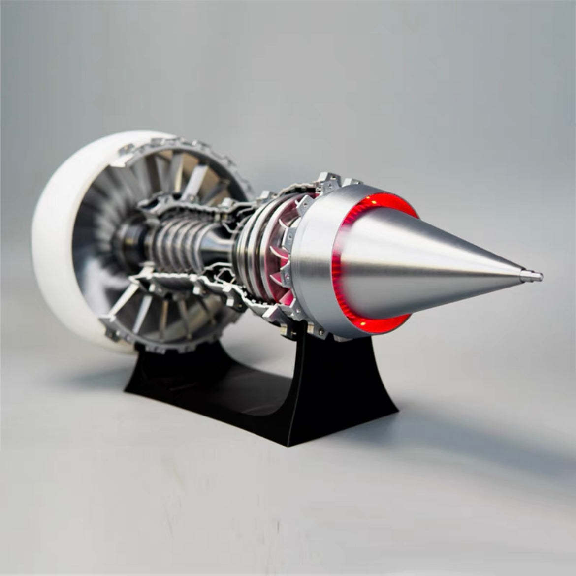 TR900 Large White-Cased Turbofan Engine Model Kit with Adjustable Speed and Lighting Turbofan Engine Model (47 cm/18.5 inch)