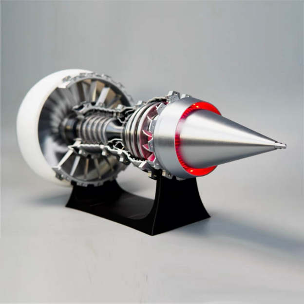 TR900 Large White-Cased Turbofan Engine Model Kit with Adjustable Speed and Lighting Turbofan Engine Model (47 cm/18.5 inch)