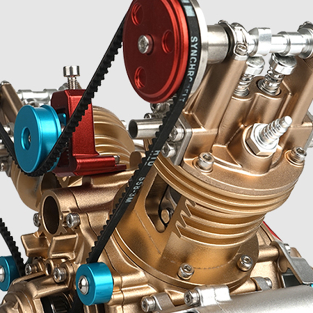 V2 Engine Assembly Kit Full Metal VTwin Double-Cylinder Engine Model Kit for Collecting/Decorating/Education