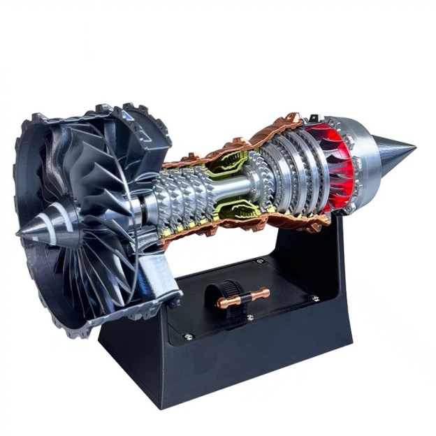 TR900 1/16 Turbofan Engine Model Kit with Pushrod Contact Points, Lighting, and Rechargeable Aviation Model Kit