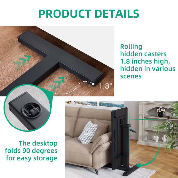Folding Pneumatic Adjustable Height Standing Desk